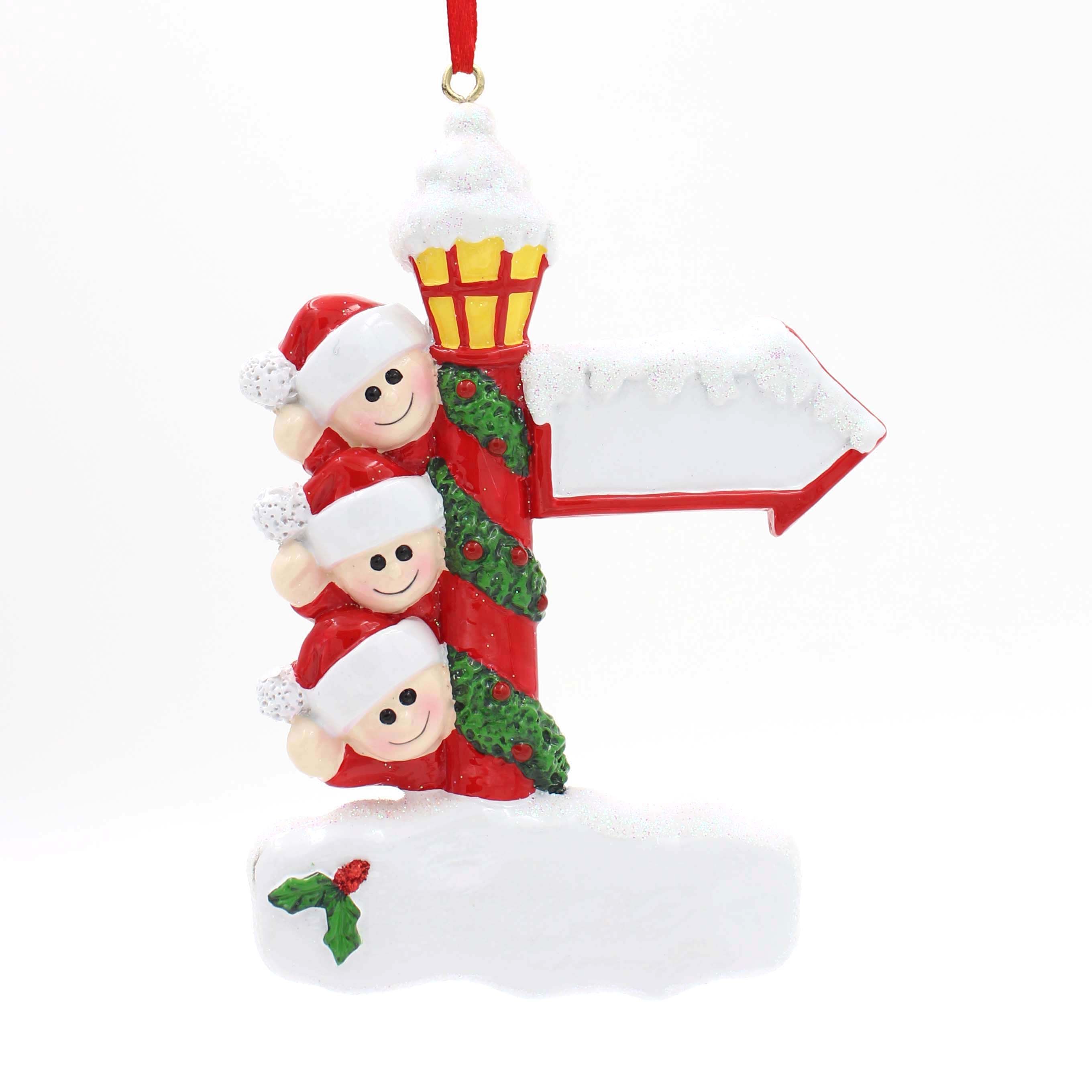 Snowman With Lamp Family Of 6 Personalized Christmas Tree Ornament