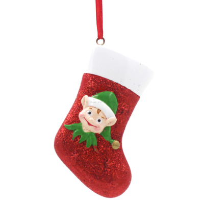 Elf With Sock Ornament Personalized Christmas Tree Ornament