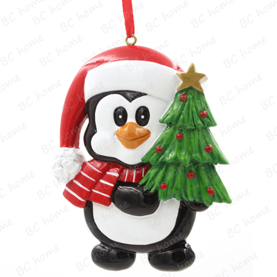 Penguin With Xmas Tree Personalized Christmas Tree Ornament