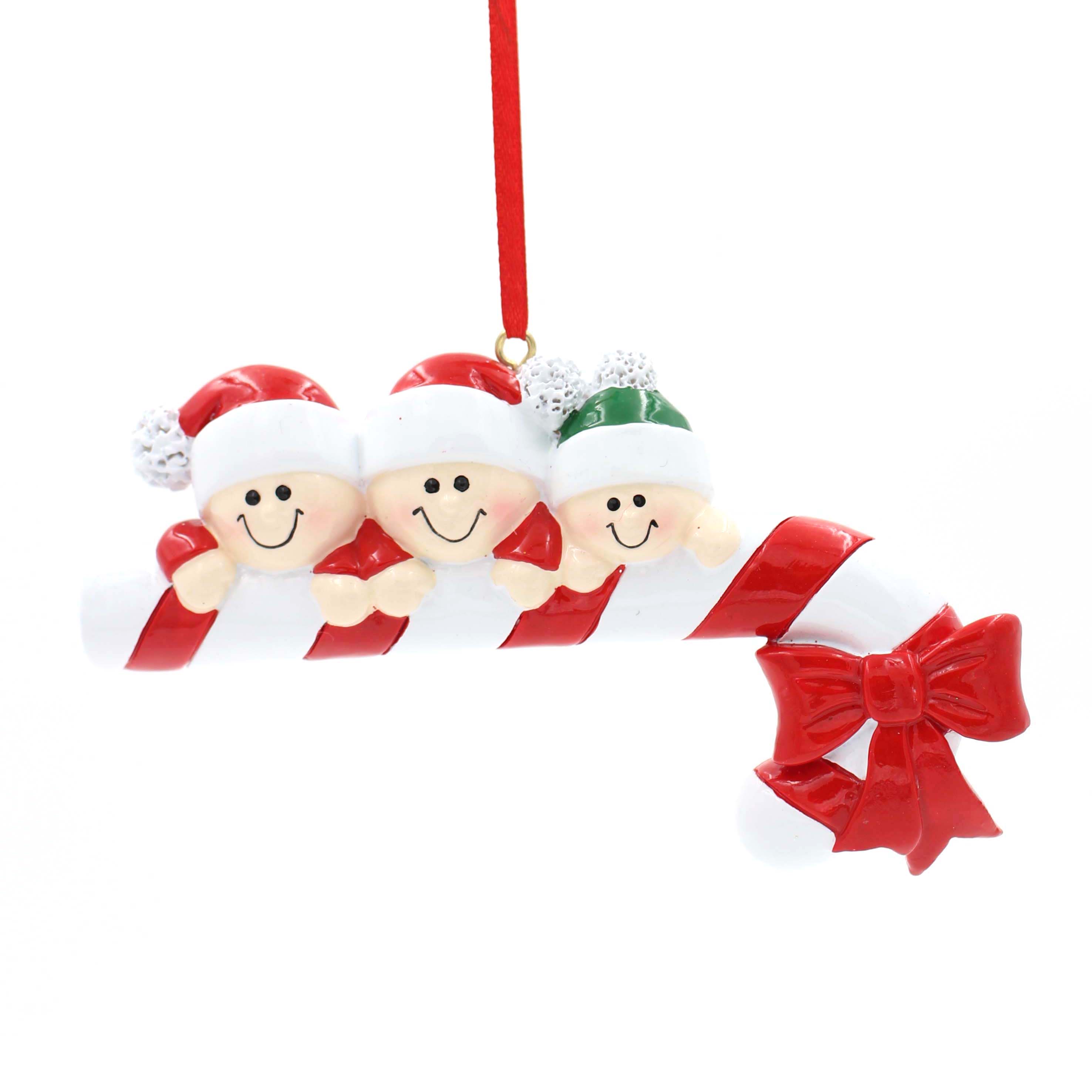 Candy Cane Family Of 6 Personalized Christmas Tree Ornament