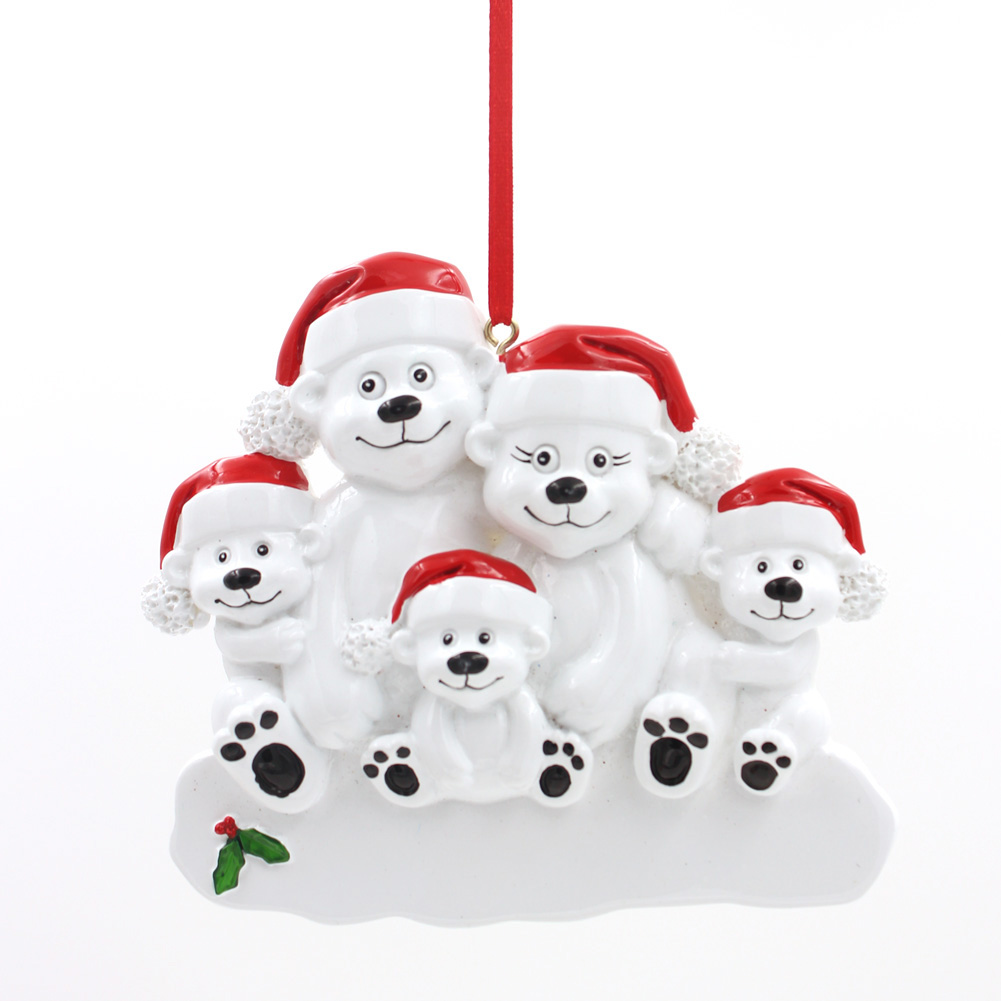 Polar Bear Family Of 9 Personalized Christmas Tree Ornament