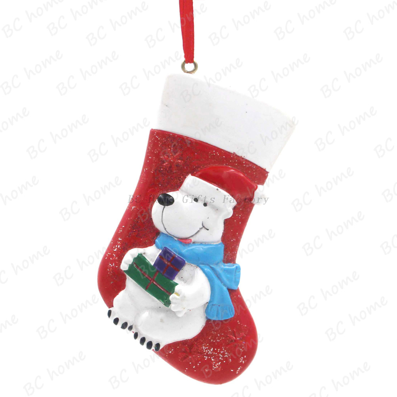 Bear With Sock Ornament Personalized Christmas Tree Ornament