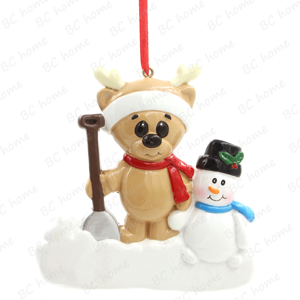 Reindeer With Snowman Ornament Personalized Christmas Tree Ornament