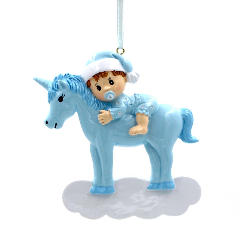 Baby With Unicorn Personalized Christmas Tree Ornament