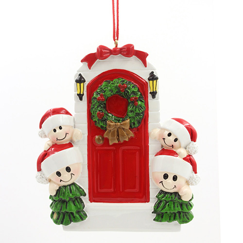 Snowman With Door Family Of 6 Personalized Christmas Tree Ornament