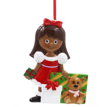 Girl With Gifts Ornament Personalized Christmas Tree Ornament