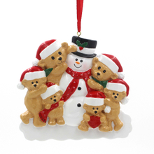 Snowman With Bear Family Of 6 Personalized Christmas Tree Ornament