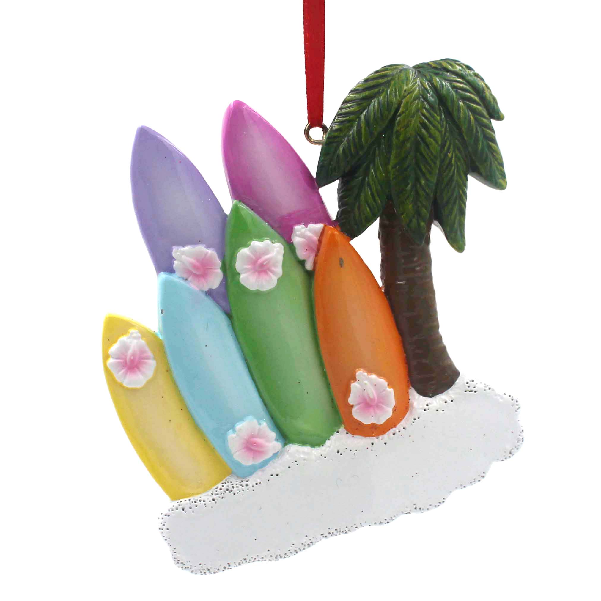 Aquaplane With Palm Tree Family Of 6 Personalized Christmas Tree Ornament 