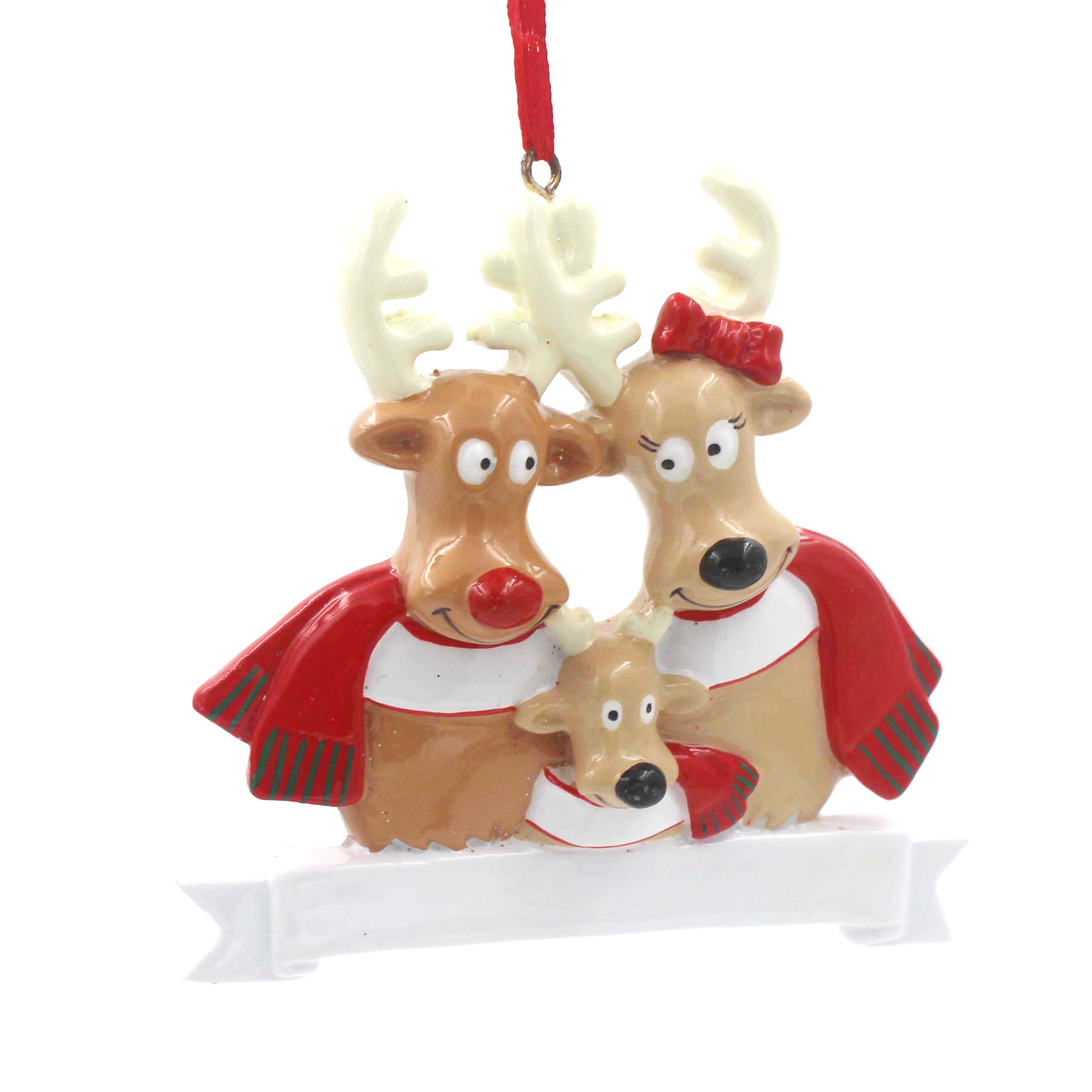 Reindeer Family Of 7 Personalized Christmas Tree Ornament