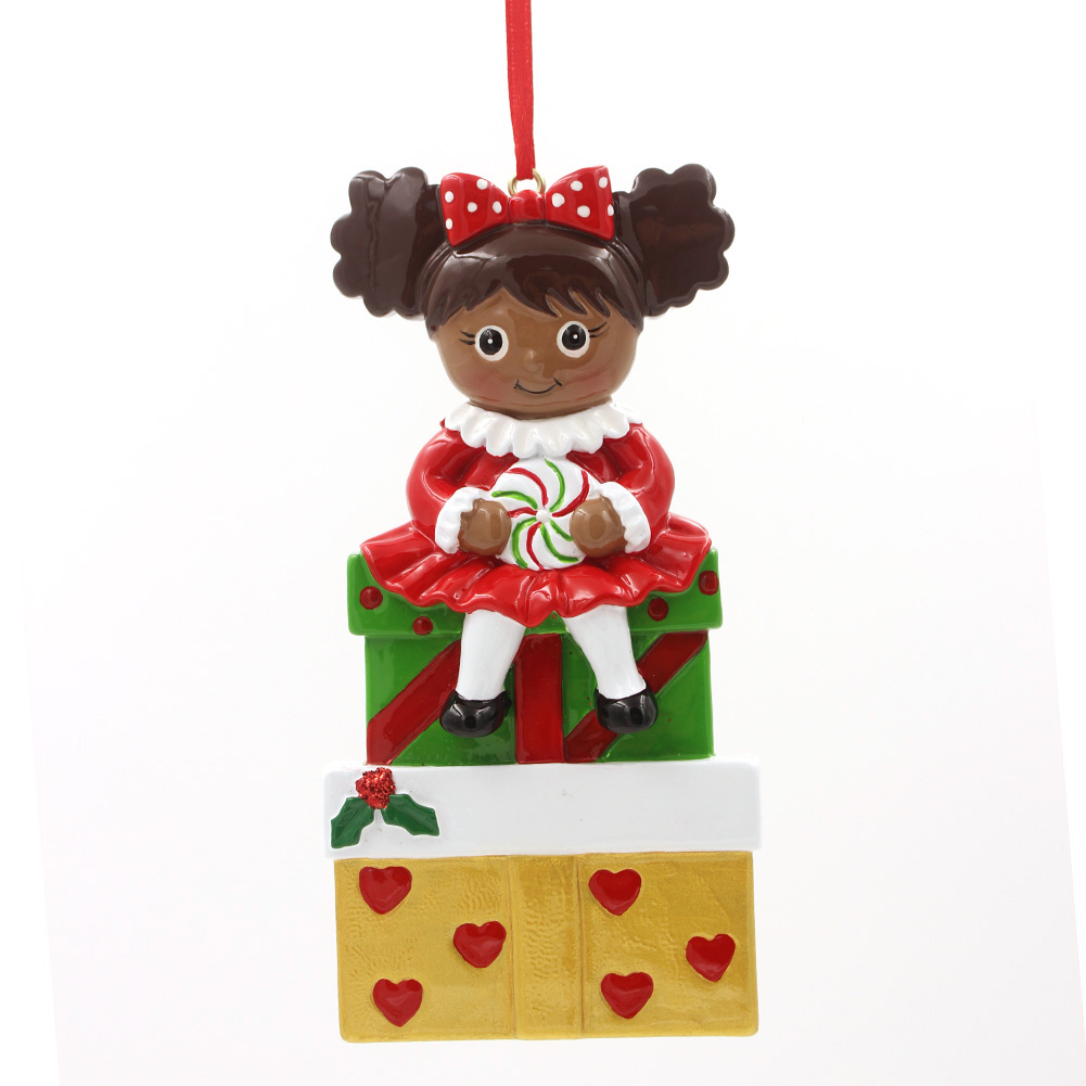 Girl With Gifts Ornament Personalized Christmas Ornament