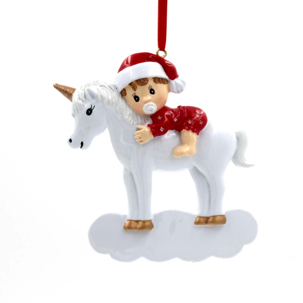 Baby With Unicorn Personalized Christmas Tree Ornament