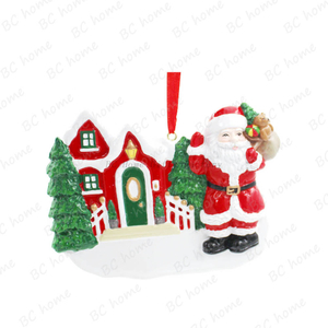 Santa Claus With Xmas House Ornament Personalized Christmas Tree Ornament