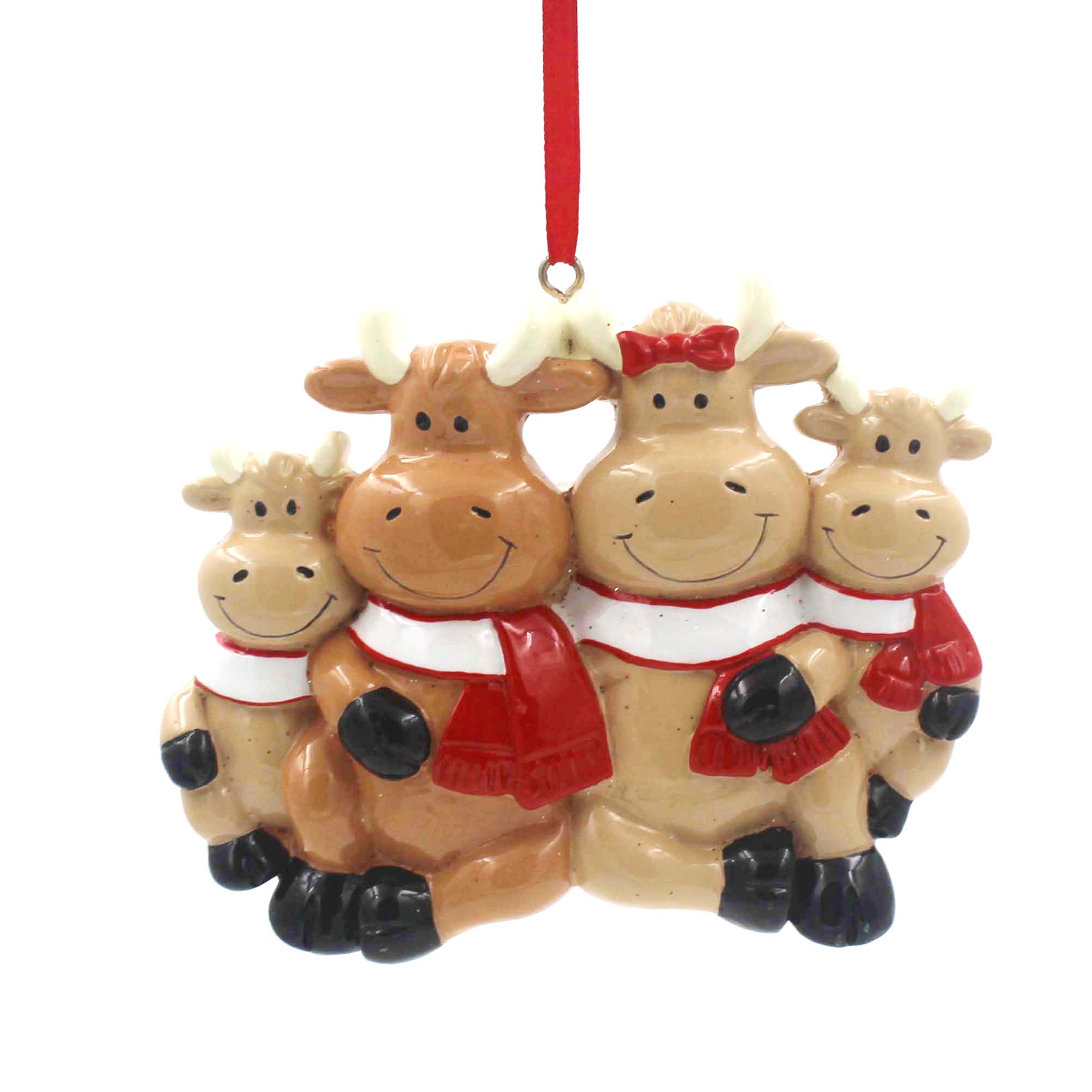 Cattle Family Of 6 Personalized Christmas Tree Ornament