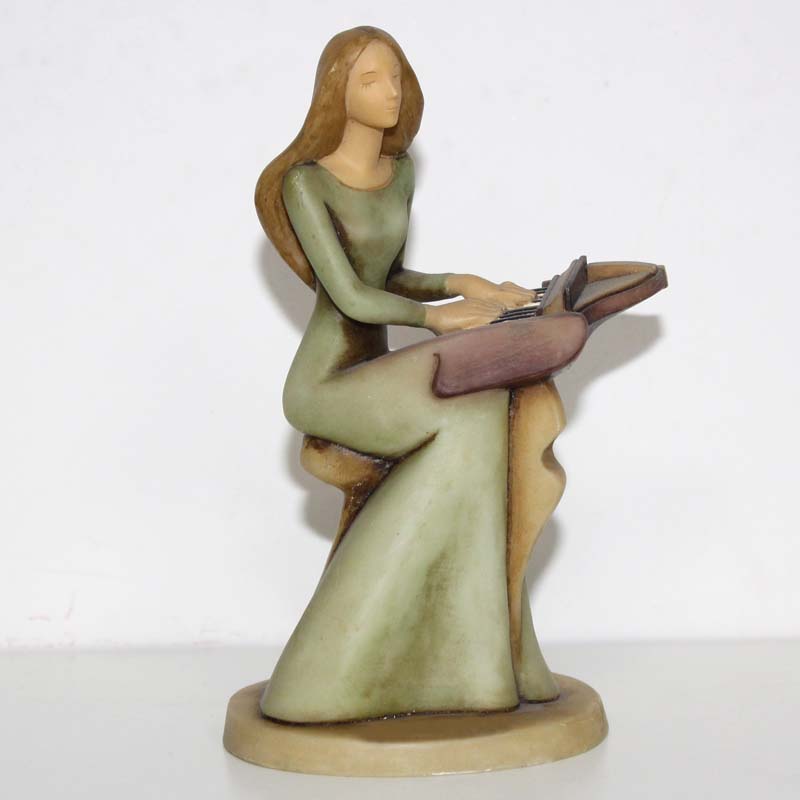 Gifted Lady Playing Piano Figurine Music Resin Craft