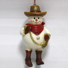 Resin Snowman Cowboy Christmas tree ornament